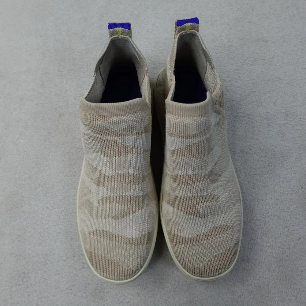 Rothy's The Chelsea Boots Womens 6.5 Beige Sand Camo Knit Slip On Sneaker Boot